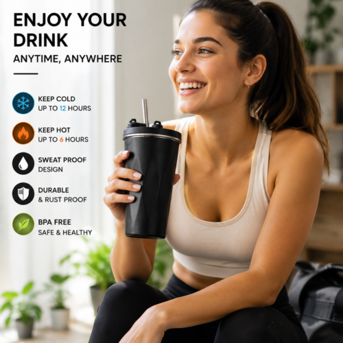 Stainless Steel Tumbler with Straw