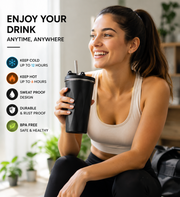 Stainless Steel Tumbler with Straw